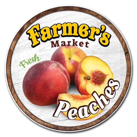 Signmission Farmers Market Peaches Circle Vinyl Laminated Decal, D-8-CIR-Peaches D-8-CIR-Peaches